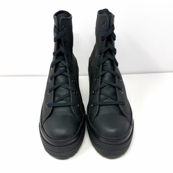 Converse Women's Chuck 70 De Luxe Heel Sneaker Sz 8.5 Black Leather Shoe EUC - Picture 2 of 9
